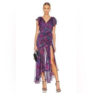 NWT Misa Los Angeles Purple Floral Midi Dress